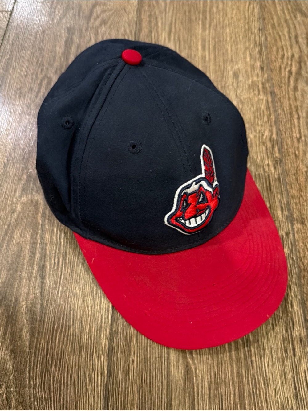 Black and Red Baseball Cap with Team Mascot Embroidery